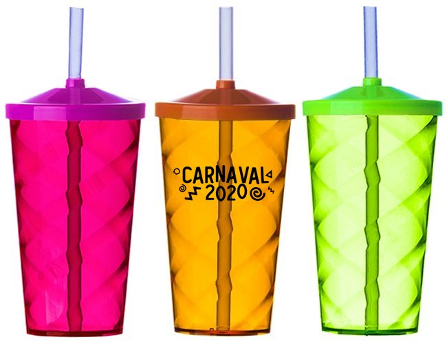 Copo Espiral Neon Com Tampa e Canudo 550ml 2301 Personalizado