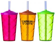 Copo Espiral Neon Com Tampa e Canudo 550ml 2301 Personalizado