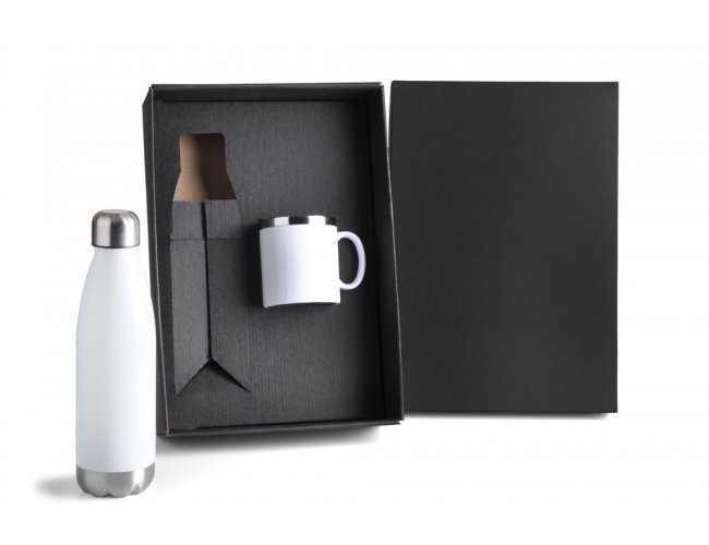 Kit Com Garrafa E Caneca Branca KT-90153