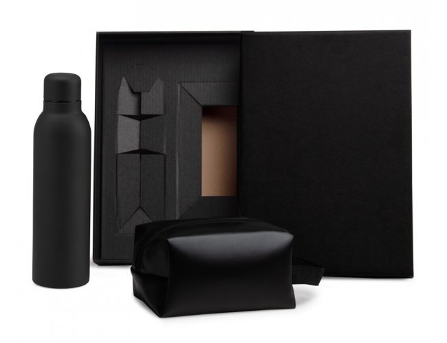 Kit Garrafa E Necessaire - Preto - 2 P�s KT-90363