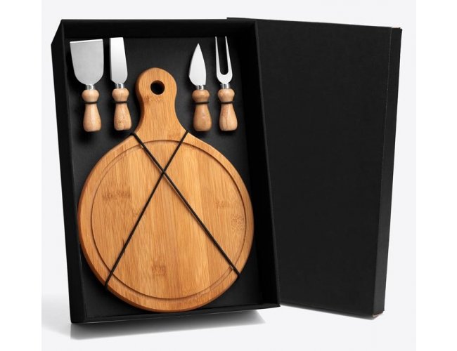 Kit Para Queijo Em Bambu / Madeira / Inox - 5 P�s KT-90100